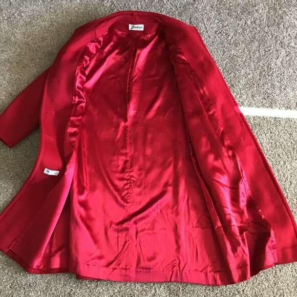 Bromleigh Lorendale Swing CoatWomens Solid Red Front Button With Pockets VTG - Picture 6 of 13